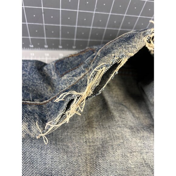Vintage Levi Denim Jacket 1980’s Men’s Large Stone Wash Distressed WORN trucker - Picture 8 of 16